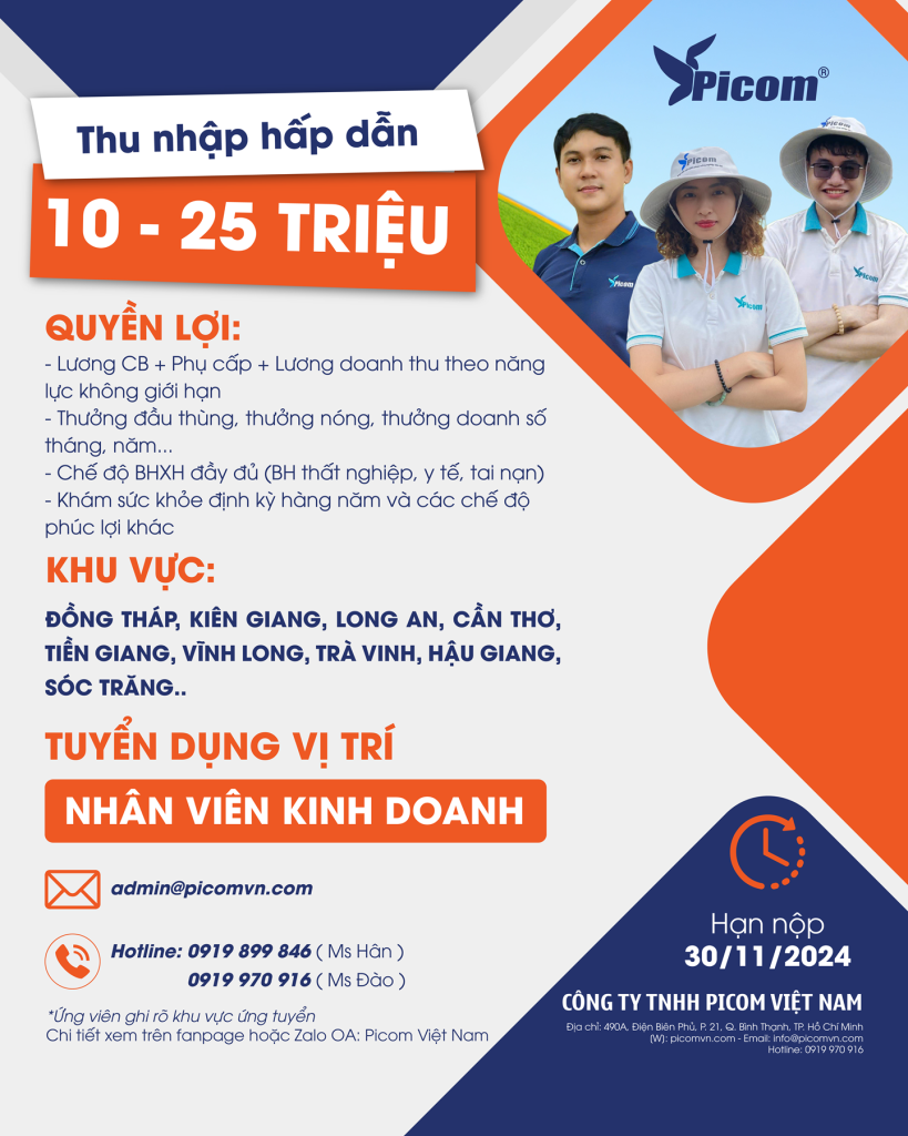 PICOM VIET NAM THÔNG BÁO TUYỂN DỤNG THÁNG 11 2024