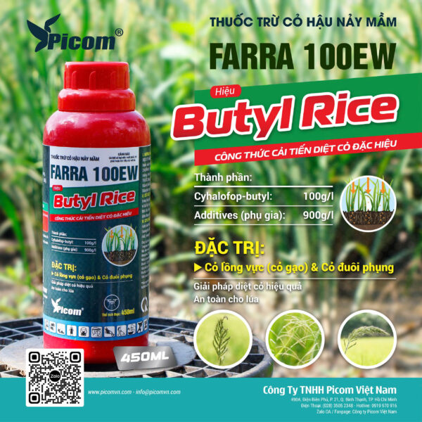 Thuốc Trừ Cỏ Hậu Nảy Mầm – Butyl Rice (FARRA 100EW)